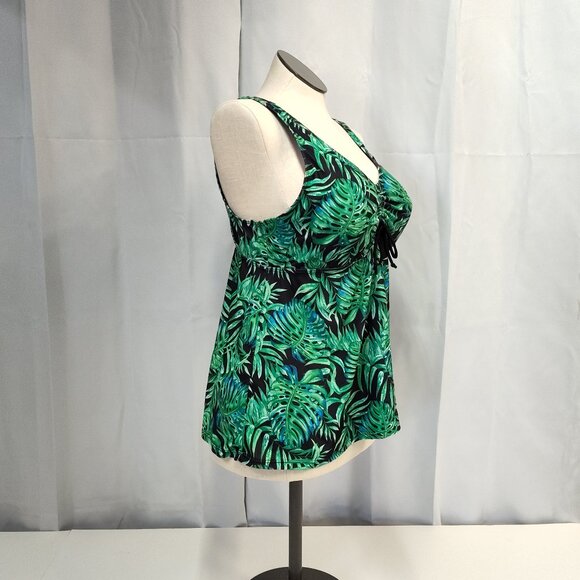 DACI Tankini Swim Top 3XL Tropical Leaf Print No Bottom or Bra Insert Great Cond - Picture 1 of 10